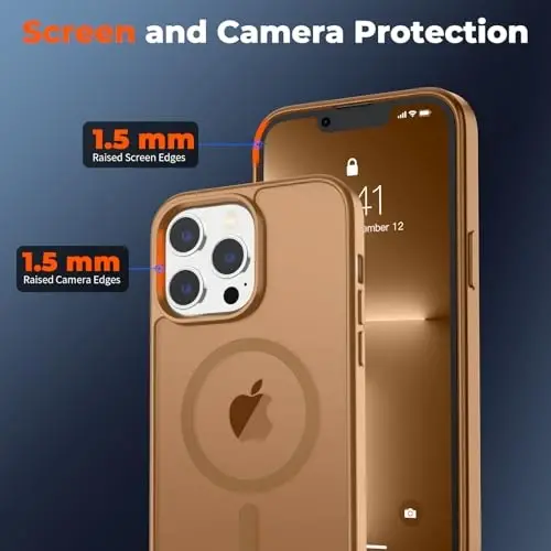 zapica Magnetic for iPhone 13 Pro Max Case, Brown | Compatible with MagSafe, Military Grade Drop Protection, Translucent Matte Anti-Scratch Phone Cover - 5