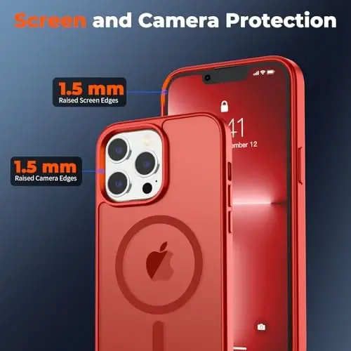 zapica Magnetic for iPhone 13 Pro Max Case, [Compatible with MagSafe] [Military Grade Drop Protection] Translucent Matte Shockproof Anti-Scratch Phone Case, Red - 5