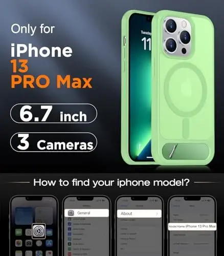 Temdan Magnetic Compatible with iPhone 13 Pro Max Case, [Built-in Invisible Kickstand][Compatible with MagSafe][Military Grade Shockproof] Slim Translucent Matte Phone Case for iPhone 13 Pro Max 6.7