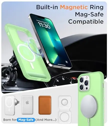Temdan Magnetic Compatible with iPhone 13 Pro Max Case, [Built-in Invisible Kickstand][Compatible with MagSafe][Military Grade Shockproof] Slim Translucent Matte Phone Case for iPhone 13 Pro Max 6.7