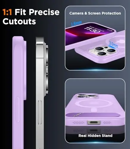 Temdan Magnetic Compatible with iPhone 13 Pro Max Case, [Built-in Invisible Kickstand][Compatible with MagSafe][Military Grade Shockproof] Slim Translucent Matte Phone Case for iPhone 13 Pro Max 6.7