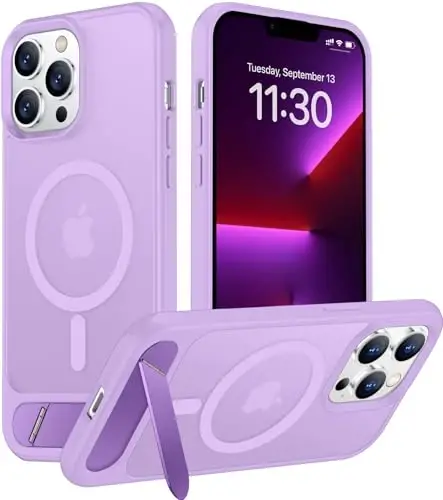 Temdan Magnetic Compatible with iPhone 13 Pro Max Case, [Built-in Invisible Kickstand][Compatible with MagSafe][Military Grade Shockproof] Slim Translucent Matte Phone Case for iPhone 13 Pro Max 6.7