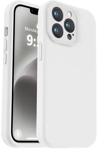 Vooii Compatible with iPhone 13 Pro Max Case, Liquid Silicone Upgrade [Camera Protection] [Soft Anti-Scratch Microfiber Lining] Shockproof Phone Case for iPhone 13 Pro Max 6.7 inch - White - VOOII