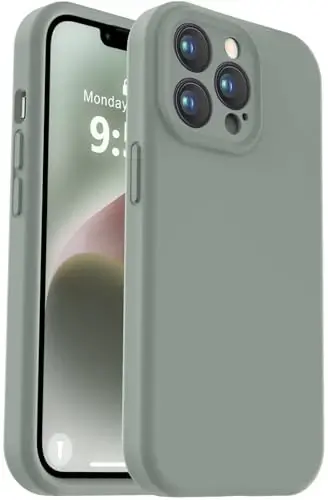 Vooii Compatible with iPhone 13 Pro Max Case, Liquid Silicone Upgrade [Camera Protection] [Soft Anti-Scratch Microfiber Lining] Shockproof Phone Case for iPhone 13 Pro Max 6.7 inch - Calke Green 