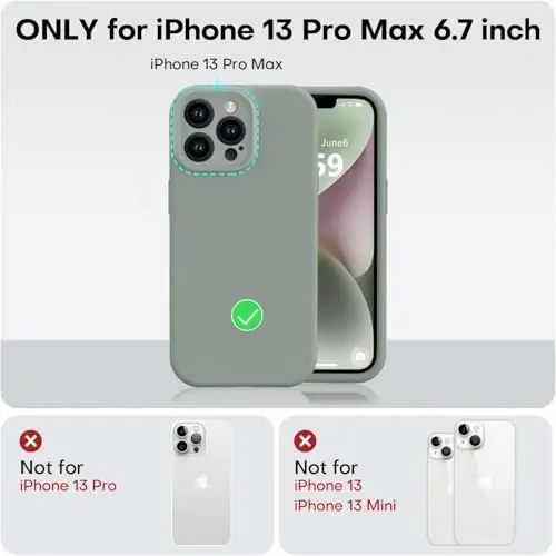 Vooii Compatible with iPhone 13 Pro Max Case, Liquid Silicone Upgrade [Camera Protection] [Soft Anti-Scratch Microfiber Lining] Shockproof Phone Case for iPhone 13 Pro Max 6.7 inch - Calke Green - 5