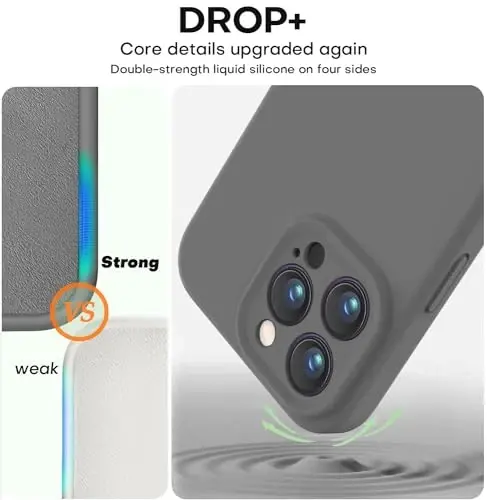 Vooii Compatible with iPhone 13 Pro Max Case, Liquid Silicone Upgrade [Camera Protection] [Soft Anti-Scratch Microfiber Lining] Shockproof Phone Case for iPhone 13 Pro Max 6.7 inch - Dark Grey - 4