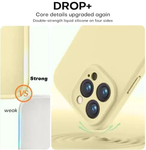 Vooii Compatible with iPhone 13 Pro Max Case, Liquid Silicone Upgrade [Camera Protection] [Soft Anti-Scratch Microfiber Lining] Shockproof Phone Case for iPhone 13 Pro Max 6.7 inch - Creamy Yellow - 4
