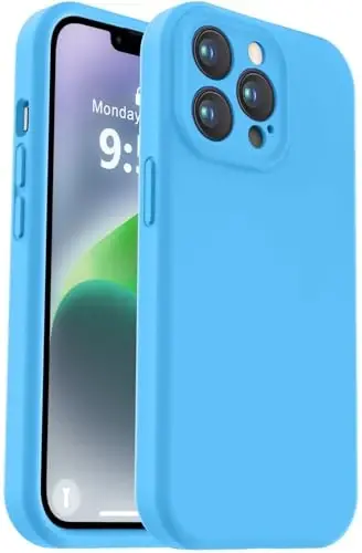 Vooii Compatible with iPhone 13 Pro Max Case, Liquid Silicone Upgrade [Camera Protection] [Soft Anti-Scratch Microfiber Lining] Shockproof Phone Case for iPhone 13 Pro Max 6.7 inch - Blue - 1