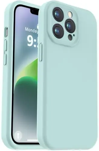 Vooii Compatible with iPhone 13 Pro Max Case, Liquid Silicone Upgrade [Camera Protection] [Soft Anti-Scratch Microfiber Lining] Shockproof Phone Case for iPhone 13 Pro Max 6.7 inch - Mint - 1