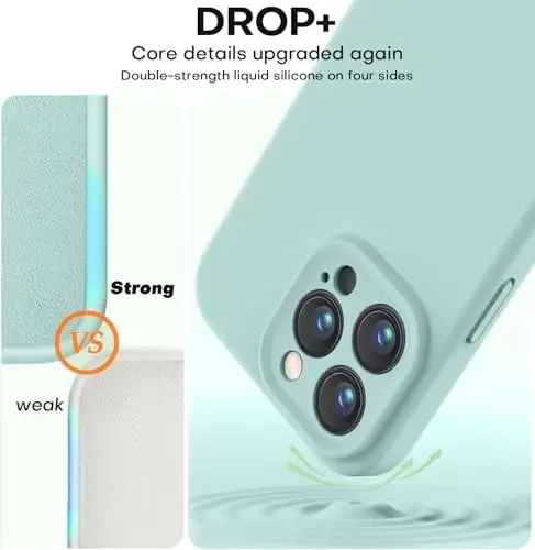 Vooii Compatible with iPhone 13 Pro Max Case, Liquid Silicone Upgrade [Camera Protection] [Soft Anti-Scratch Microfiber Lining] Shockproof Phone Case for iPhone 13 Pro Max 6.7 inch - Mint - 4