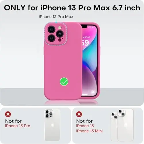 Vooii Compatible with iPhone 13 Pro Max Case, Liquid Silicone Upgrade [Camera Protection] [Soft Anti-Scratch Microfiber Lining] Shockproof Phone Case for iPhone 13 Pro Max 6.7 inch - Pitaya - 5