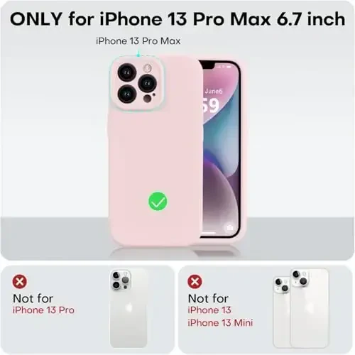 Vooii Compatible with iPhone 13 Pro Max Case, Liquid Silicone Upgrade [Camera Protection] [Soft Anti-Scratch Microfiber Lining] Shockproof Phone Case for iPhone 13 Pro Max 6.7 inch - Chalk Pink - 5