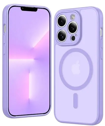 iPhone 13 Pro-Max Kılıfı: Magsafe Uyumlu Mat Manyetik Telefon Kılıfları, İnce, Sararmaya Karşı Dayanıklı, Askeri Sınıf Düşme Korumalı, Sağlam, Yarı Saydam Koruyucu Kapak (C-Mor) 