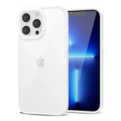 LoeoeL for iPhone 13 Pro Max Case Clear, Transparent Hybrid 13 Pro Max Phone Case [Hard Plastic & Soft Silicone Bumper] Acrylic Non Yellowing Thin Slim Protective Cover for Women, White - LOEOEL