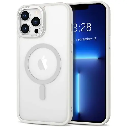 Anuck Case for iPhone 14 Pro Case Magnetic Phone Case Compatible with MagSafe, Soft TPU Bumper Hard Translucent Matte Back Slim Fit Shockproof Protective Cover for Men Women Girls - Cream White - 7