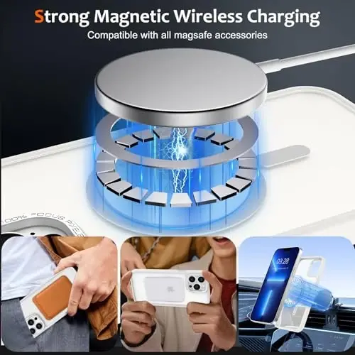 Anuck Case for iPhone 14 Pro Case Magnetic Phone Case Compatible with MagSafe, Soft TPU Bumper Hard Translucent Matte Back Slim Fit Shockproof Protective Cover for Men Women Girls - Cream White - 8