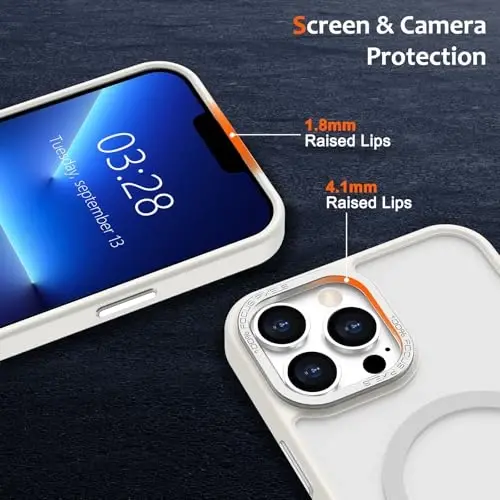 Anuck Case for iPhone 14 Pro Case Magnetic Phone Case Compatible with MagSafe, Soft TPU Bumper Hard Translucent Matte Back Slim Fit Shockproof Protective Cover for Men Women Girls - Cream White - 9