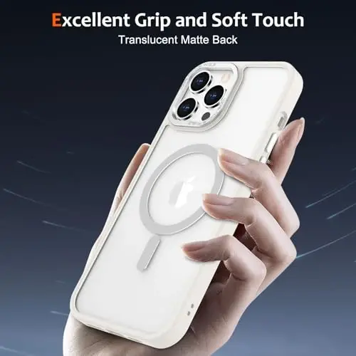 Anuck Case for iPhone 14 Pro Case Magnetic Phone Case Compatible with MagSafe, Soft TPU Bumper Hard Translucent Matte Back Slim Fit Shockproof Protective Cover for Men Women Girls - Cream White - 5