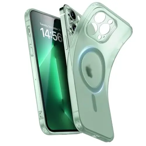 iPhone 13 Pro Max uchun ESR g'ilofi, MagSafe bilan mos, harbiy darajadagi himoya, sarg'ayish va tirnalishga chidamli, iPhone 13 Pro Max uchun magnit telefon g'ilofi, Zero seriyasi, muzli yashil 