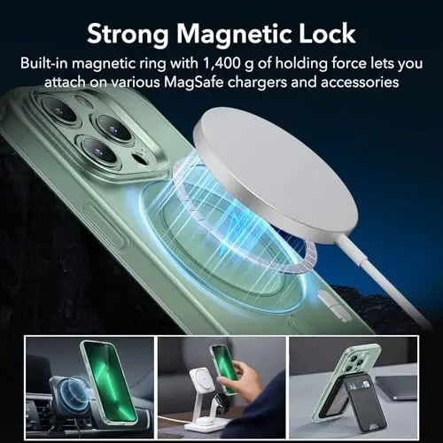 iPhone 13 Pro Max uchun ESR g'ilofi, MagSafe bilan mos, harbiy darajadagi himoya, sarg'ayish va tirnalishga chidamli, iPhone 13 Pro Max uchun magnit telefon g'ilofi, Zero seriyasi, muzli yashil - 5