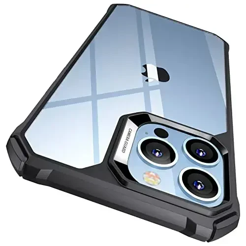 iPhone 13 Pro Max uchun ESR g'ilofi, zarbani yutuvchi burchaklar bilan harbiy darajadagi himoya, tirnalishga chidamli va sarg'ayishga qarshi akril orqa, ingichka himoya telefon g'ilofi, Air-Armor seriyasi, toza qora - ESR