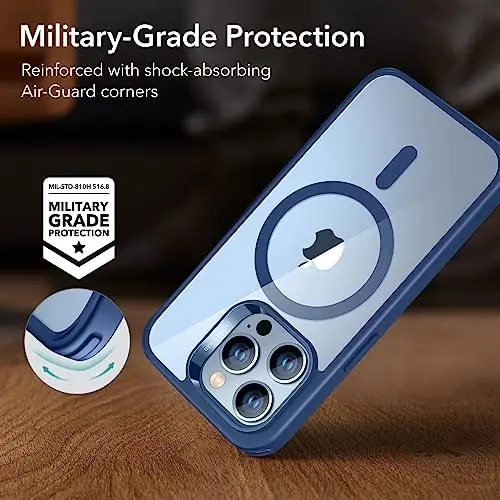 iPhone 13 Pro uchun ESR g'ilofi, MagSafe bilan mos, zarbaga chidamli harbiy darajadagi himoya, sarg'ayishga chidamli, iPhone 13 Pro uchun magnit telefon g'ilofi, Classic Series, och ko'k - 4