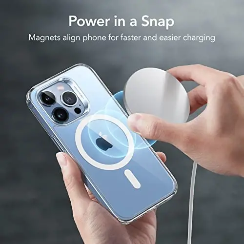 iPhone 13 Pro uchun ESR g'ilofi, MagSafe bilan mos, zarbaga chidamli harbiy darajadagi himoya, sarg'ayishga chidamli, iPhone 13 Pro uchun magnit telefon g'ilofi, klassik gibrid g'ilof (HaloLock), shaffof - 4