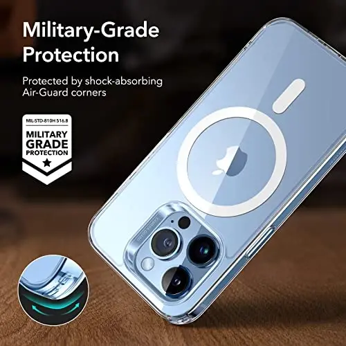 iPhone 13 Pro uchun ESR g'ilofi, MagSafe bilan mos, zarbaga chidamli harbiy darajadagi himoya, sarg'ayishga chidamli, iPhone 13 Pro uchun magnit telefon g'ilofi, klassik gibrid g'ilof (HaloLock), shaffof - 5