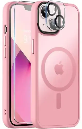 iPhone 13 uchun BossKiss g‘ilofi, [Magsafe bilan mos] [Ekran+Kamera himoyachisi] Magnitli yarim shaffof mat Ayollar Erkaklar Qizlar himoya qopqog‘i iPhone 13 6.1