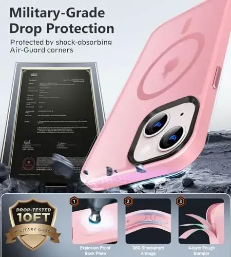 iPhone 13 uchun BossKiss g‘ilofi, [Magsafe bilan mos] [Ekran+Kamera himoyachisi] Magnitli yarim shaffof mat Ayollar Erkaklar Qizlar himoya qopqog‘i iPhone 13 6.1