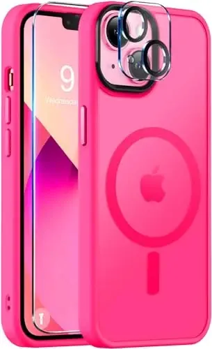 iPhone 13 uchun BossKiss g'ilofi, [Magsafe bilan mos] [Ekran+Kamera himoyasi] Magnitli yarim shaffof mat ayollar erkaklar qizlar himoya qopqog'i iPhone 13 6.1