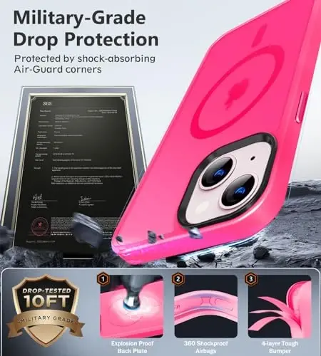 iPhone 13 uchun BossKiss g'ilofi, [Magsafe bilan mos] [Ekran+Kamera himoyasi] Magnitli yarim shaffof mat ayollar erkaklar qizlar himoya qopqog'i iPhone 13 6.1
