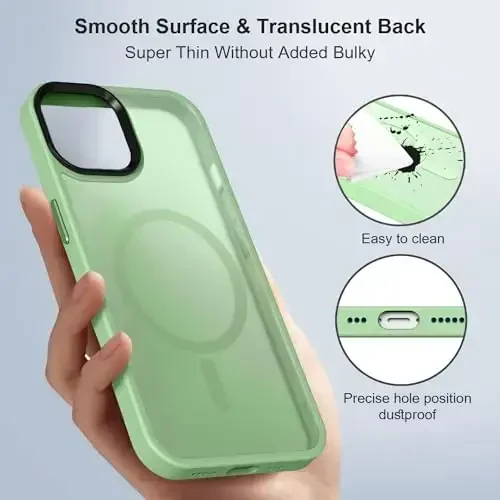 iPhone 13 uchun BossKiss g'ilofi, [Magsafe bilan mos] [Ekran+Kamera himoyasi] Magnitli yarim shaffof mat ayollar erkaklar qizlar himoya qopqog'i iPhone 13 6.1