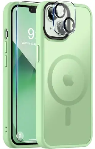 iPhone 13 uchun BossKiss g'ilofi, [Magsafe bilan mos] [Ekran+Kamera himoyasi] Magnitli yarim shaffof mat ayollar erkaklar qizlar himoya qopqog'i iPhone 13 6.1