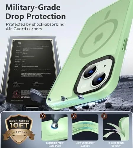 iPhone 13 uchun BossKiss g'ilofi, [Magsafe bilan mos] [Ekran+Kamera himoyasi] Magnitli yarim shaffof mat ayollar erkaklar qizlar himoya qopqog'i iPhone 13 6.1