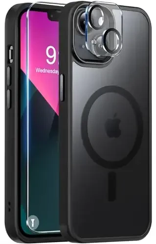 iPhone 13 uchun BossKiss g'ilofi, [Magsafe bilan mos] [Ekran+Kamera himoyasi] Magnitli yarim shaffof mat ayollar erkaklar qizlar himoya qopqog'i iPhone 13 6.1