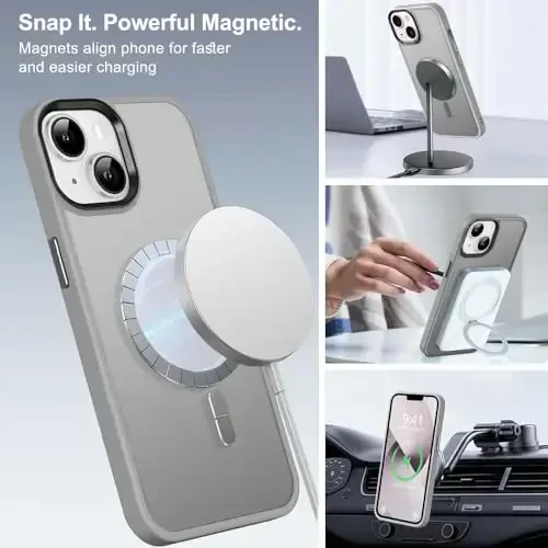 iPhone 13 uchun BossKiss g'ilofi, [Magsafe bilan mos] [Ekran+Kamera himoyasi] Magnitli yarim shaffof mato Ayollar Erkaklar Qizlar uchun himoya qopqog'i iPhone 13 6.1