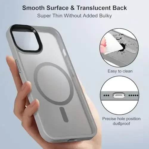 iPhone 13 uchun BossKiss g'ilofi, [Magsafe bilan mos] [Ekran+Kamera himoyasi] Magnitli yarim shaffof mato Ayollar Erkaklar Qizlar uchun himoya qopqog'i iPhone 13 6.1