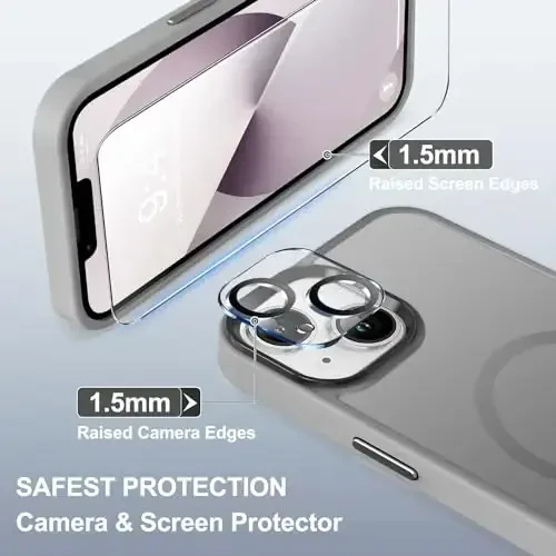 iPhone 13 uchun BossKiss g'ilofi, [Magsafe bilan mos] [Ekran+Kamera himoyasi] Magnitli yarim shaffof mato Ayollar Erkaklar Qizlar uchun himoya qopqog'i iPhone 13 6.1