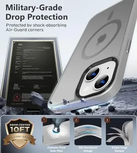 iPhone 13 uchun BossKiss g'ilofi, [Magsafe bilan mos] [Ekran+Kamera himoyasi] Magnitli yarim shaffof mato Ayollar Erkaklar Qizlar uchun himoya qopqog'i iPhone 13 6.1