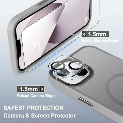 iPhone 13 uchun BossKiss g'ilofi, [Magsafe bilan mos] [Ekran+Kamera himoyasi] Magnitli yarim shaffof mato Ayollar Erkaklar Qizlar uchun himoya qopqog'i iPhone 13 6.1