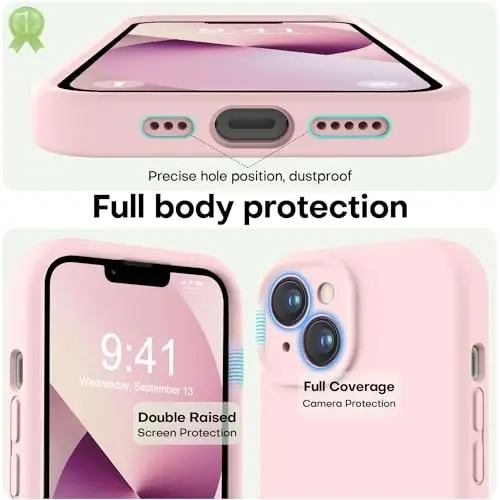 iPhone 13 uchun LOVE 3000 g‘ilofi, [Kamera himoyasi] bilan Premium silikon [Yumshoq tirnalishga qarshi mikrofiber astar] iPhone 13 ayollar erkaklar qizlar uchun zarbga chidamli himoya telefon g‘ilofi 6.1