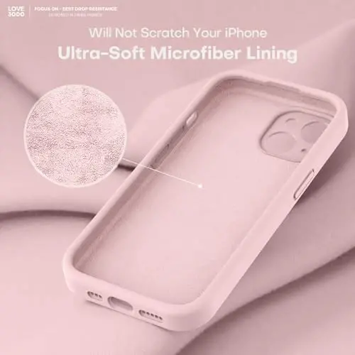 iPhone 13 uchun LOVE 3000 g‘ilofi, [Kamera himoyasi] bilan Premium silikon [Yumshoq tirnalishga qarshi mikrofiber astar] iPhone 13 ayollar erkaklar qizlar uchun zarbga chidamli himoya telefon g‘ilofi 6.1