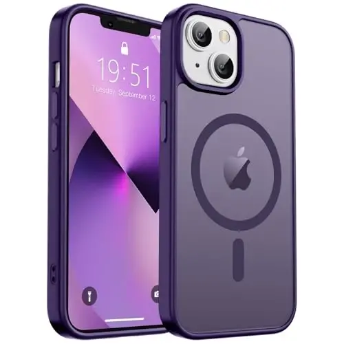 zapica Magnetic for iPhone 13 Case & iPhone 14 Case, [Compatible with MagSafe] [Military Grade Drop Protection] Translucent Matte Shockproof Anti-Scratch Phone Cover, Dark Purple - ZAPICA (1)