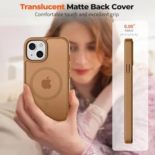 zapica Magnetic for iPhone 13 Case & iPhone 14 Case, [Compatible with MagSafe] [Military Grade Drop Protection] Translucent Matte Shockproof Anti-Scratch Phone Cover, Brown 