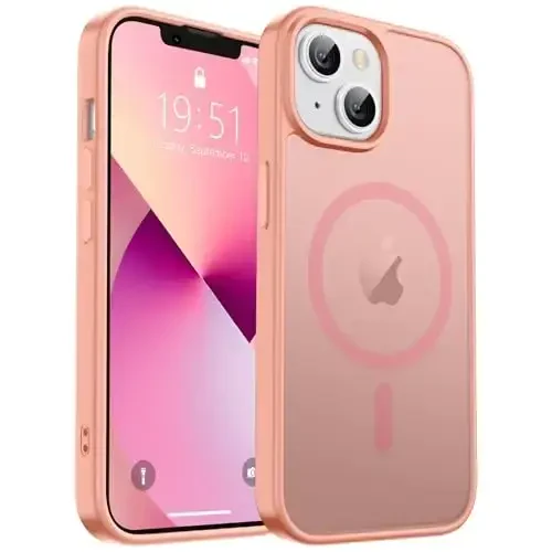 zapica Magnetic for iPhone 13 Case & iPhone 14 Case, [Compatible with MagSafe] [Military Grade Drop Protection] Translucent Matte Shockproof Anti-Scratch Phone Cover, Light Pink - ZAPICA (1)