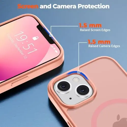 zapica Magnetic for iPhone 13 Case & iPhone 14 Case, [Compatible with MagSafe] [Military Grade Drop Protection] Translucent Matte Shockproof Anti-Scratch Phone Cover, Light Pink - 7