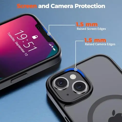 zapica Magnetic for iPhone 13 Case & iPhone 14 Case, [Compatible with MagSafe] [Military Grade Drop Protection] Translucent Matte Shockproof Anti-Scratch Phone Cover, Black - 7