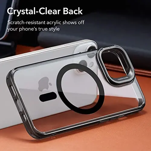ESR for iPhone 13 Case/iPhone 14 Case, Compatible with MagSafe, Built-in Camera Ring Stand, Military-Grade Protection, Magnetic Phone Case for iPhone 13/14, Classic Series, Clear Black - 7
