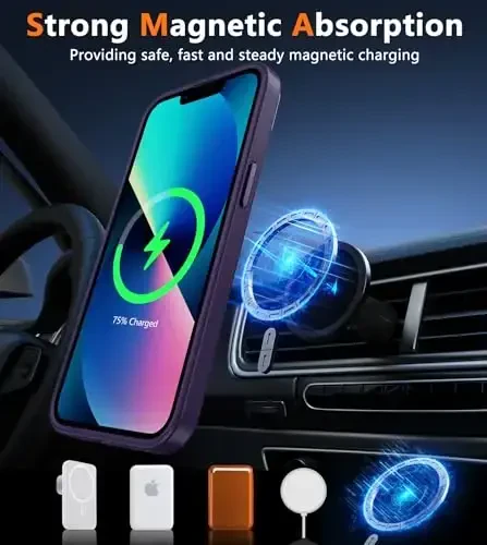FNTCASE for iPhone 13/14 Phone Case: iPhone 16e Magnetic Translucent Matte Back Cover Metal Button Military Grade Protection Shockproof Shell Full Body Protective Slim Cases - 4